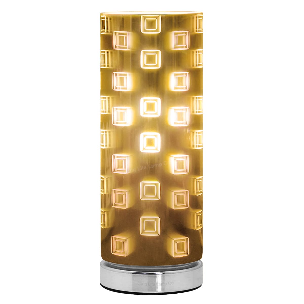 Mirror Chrome Cylinder Desk Lamp 3D Window Effect Glass Bedside and Table Lamp CL002