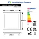 24w LED Square Recessed Ceiling Flat Panel Ultra slim Cool White 300mm x 300mm
