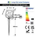 30W LED Ground Mount Flood Light Cool White 4 meter wire UK plug with Spike 450mm Long Stake