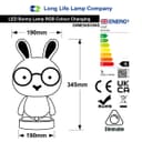 Blue Bunny LED Childrens Table Lamp RGB Colour Changing USB Rechargeable Bedside Light BU01BL