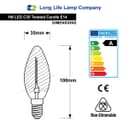 1w LED Twisted Candle E14 Vintage Light Bulb Smoke Glass 
