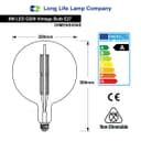 8w Antique Vintage LED Over Sized Globe E27 Smoked Glass G200