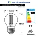 Filament Vintage 4w LED Golf Ball Light Bulb E27 Edison Screw Clear Glass