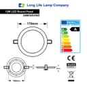 12w LED Round Recessed Ceiling Flat Panel Down Light Ultra slim Lamp Cool White 6500K 