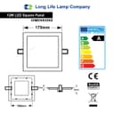 12w LED Square Recessed Ceiling Panel Warm White 3000K