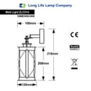 Outdoor Wall Lantern Black Stainless Steel Vintage Garden Lamp IP44 ZLC014
