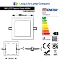 18w LED Square Recessed Ceiling Panel White 4000K 
