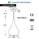 Modern Teardrop Ceiling Pendant Light Grey Pewter Lampshade Retro Brushed Metal 
