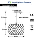 Black Metal Industrial Ceiling Wire Cage Globe Pendant Light M0183 with 4W G95 LED 