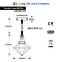 Retro Glass Diamond Shape Chrome Ceiling Pendant Light M0184