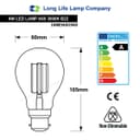 A60 4W LED Filament Light Bulb Warm White B22 Edison Screw Clear Glass