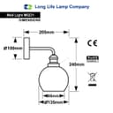 Industrial Glass Globe Smoked Grey Wall Light M0231