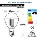 4w LED Crown Silver Light Bulb E14 SES G45 Mirror Top Cool White 6000k