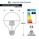 4w LED Crown Silver Light Bulb Mirror Top E27 Warm White