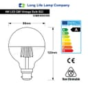 4w LED Crown Silver Light Bulb Mirror Top B22 Cool White