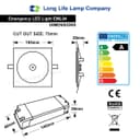 3w Recessed LED Emergency Ceiling Light Square Ultraslim Panel Maintained or Non-Maintained 180 Minutes EML04