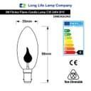 4 X 3w Flicker Flame Candle Light Bulb B15