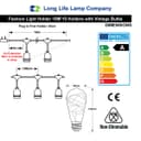 10 Bulb 10M Outdoor LED Festoon String Lights Fairy Coloured Vintage Bulbs