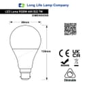 7w B22 RGB LED Colour Changing Light Bulb Remote Control  High Brightness Built In Memory