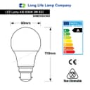 9W LED A60 Light Bulb Bayonet B22 Cool White 6500K