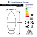 3W LED Frosted Candle B22 Warm White
