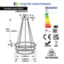 Modern Round Chandelier LED 3 Ring Ceiling Pendant Light Warm White 
