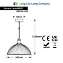 Retro Antique Silver Ceiling Pendant Ribbed Dome Glass Light Shade 