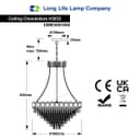 Large Ceiling Crystal Pendant Chandelier Suspended Chrome Frame Cascading Droplets H3033