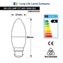 10 PACK 5W Energy Saving C37 LED Candle Light Bulb 3000K B22
