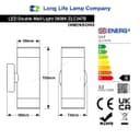 Modern 11W LED Double Outdoor Wall Light Black Warm White ZLC347B