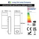 12W LED Double Outdoor Wall With PIR Movement Sensor Stainless Steel Warm White ZLC345SEN