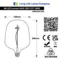 4w LED Glass Decorative Inverted Vase Filament Light Bulb Grey E27 1800K GREYINVASE