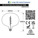 4w LED Glass Oval Smoked Grey Gradient Light Bulb Coil Spiral Filament Globe E27 1800K  GREYGOVAL