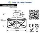 Round 3-Light Industrial Ceiling Lantern Semi Flush Mount Black Shade