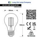 6W LED BLUE Light Bulb E27 Screw Cap Glass A60