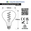 LED Vintage Classic Filament Light Bulb Gold Glass Tear Drop 4w E27 Coil R125