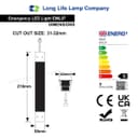 Emergency LED Downlight Recessed Ceiling Light 3w Non Maintained 3 Hour Battery Pack EML07