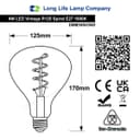 LED Vintage Classic Filament Light Bulb Smoked Grey Glass Tear Drop 4w E27 Coil R125