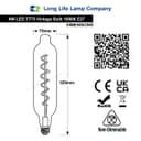 4w LED Coil Bottle Light Filament Bulb Glass Smoked Grey Decorative E27 TT75