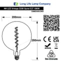 4w Vintage LED Over Sized Globe Glass Spiral Filament Bulb G200 E27 Smoked Grey