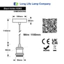 Industrial Vintage Ceiling Pendant Lamp Holder Matte Black E27 Fitting H3065