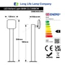 12W LED Bollard Outdoor Garden Light Stainless Steel Black Finish Cool White ZLC356BCW