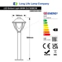 12W LED Bollard Outdoor Garden Light Stainless Steel Black Finish Cool White ZLC360BCW