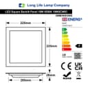 18W LED Back Lit Square Recessed Ceiling Panel Light Cool White 6500k 225 x 225 18WSCW03