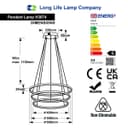 Modern Round Chandelier LED 3 Ring Ceiling Pendant Light Cool White 
