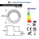 12W Outdoor Modern Round Black LED Wall Light Opal Diffuser 3000K ZLC361B