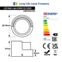 12W Outdoor Modern Round Black LED Wall Light Opal Diffuser 6500K ZLC362B