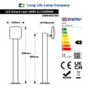 12W LED Bollard Outdoor Garden Light Stainless Steel Black Finish Warm White ZLC355BWW