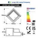 12W Outdoor Modern Square Black LED Wall Light Opal Diffuser 3000K ZLC363B