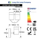 Modern 11W LED Outdoor Twin Garden Wall Light Black Warm White ZLC346B
